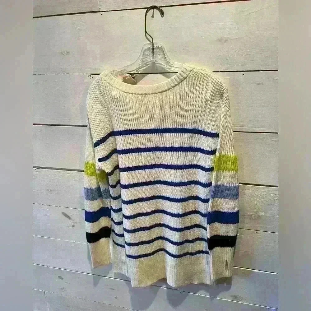 T By Talbots Multi Stripe Crewneck High-Low Sweat… - image 8
